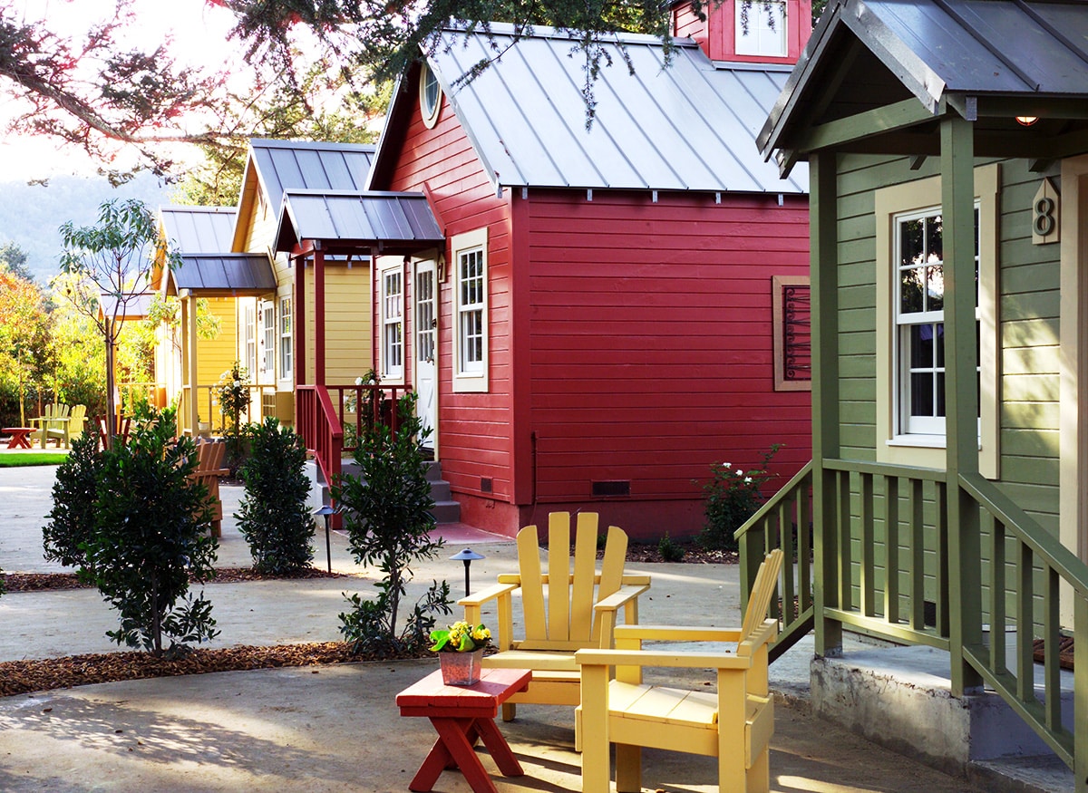 Newly resurrected multi-colored cottages sparkle in daylight too.