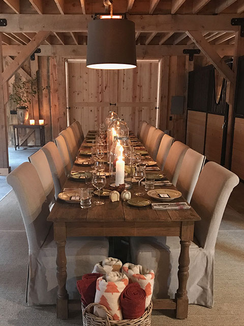 Thanksgiving dinner in the barn