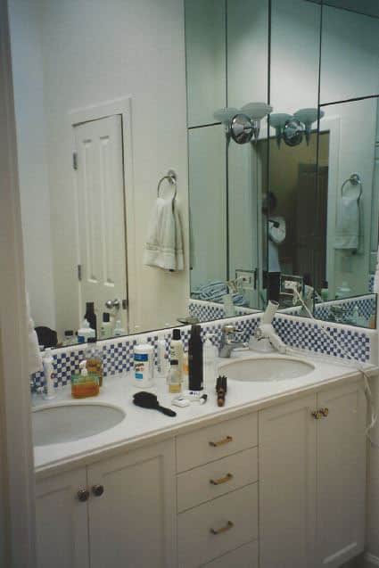 The dated master bathroom
