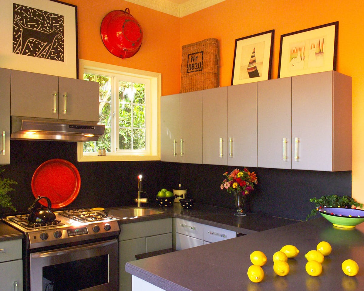This playful kitchen is filled with colors the homeowner loves.