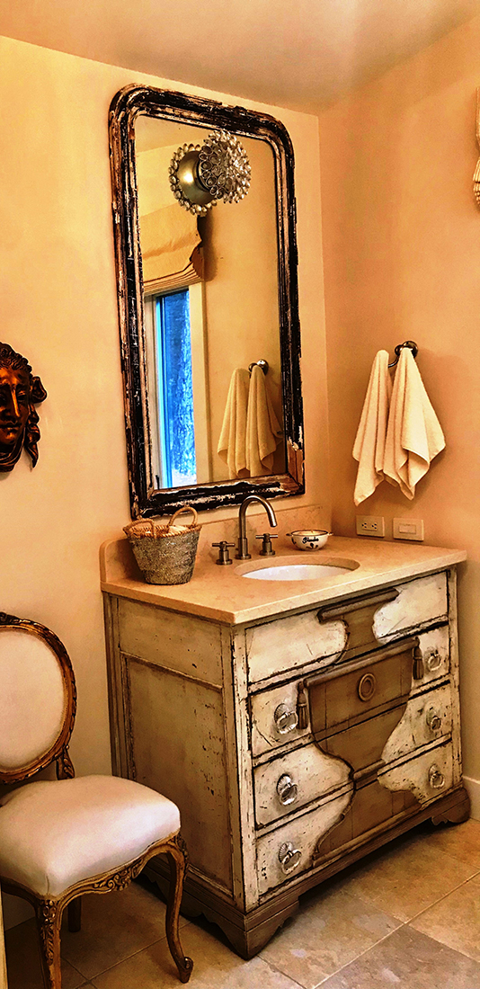 An Antique French Dresser And Mirror Combined To Create A Unique