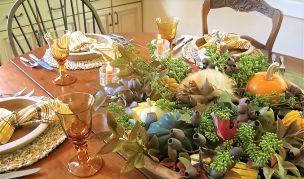 festively dressed autumn dinner table