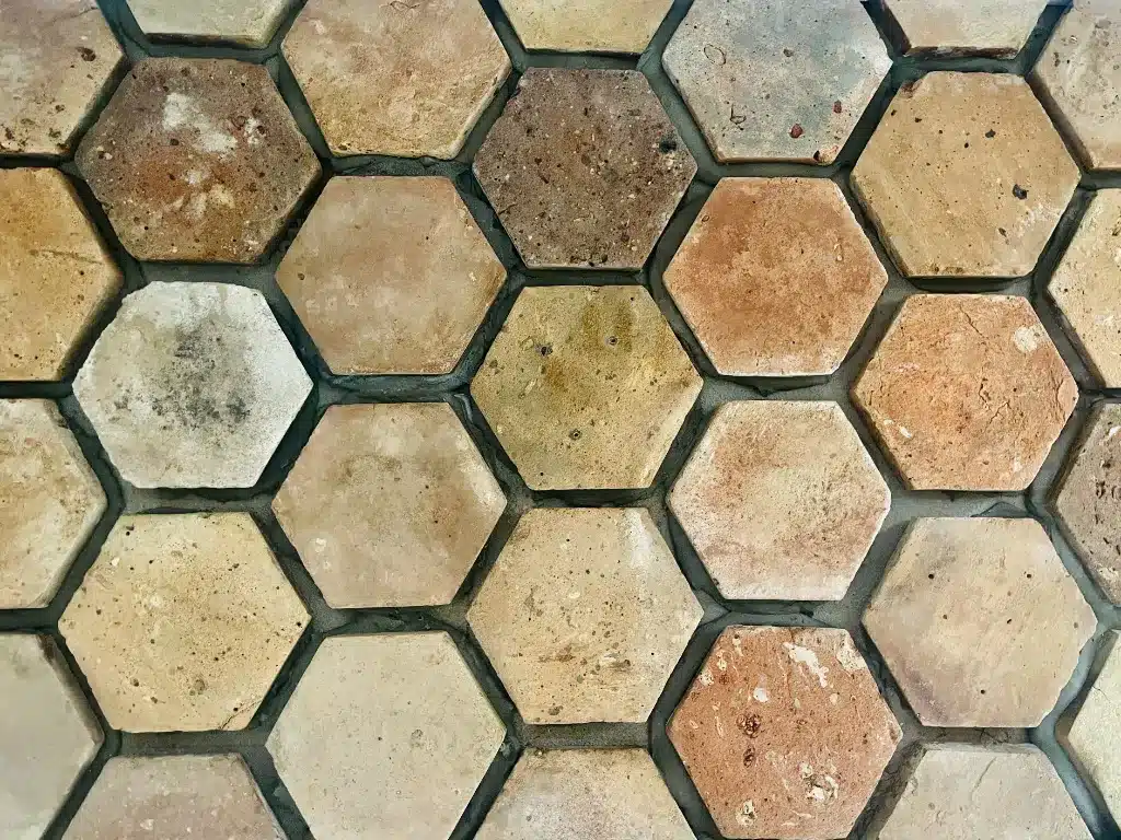 Antique hexes installed ungrouted